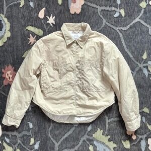 Zara Kids Spring Beige Quilted Shacket Shirt Jacket Utility Size 11-12 Unisex